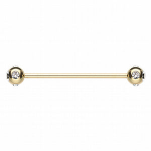 Gold Plated Aurora Gem Ball Industrial Barbell-WildKlass Jewelry