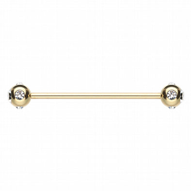 Gold Plated Aurora Gem Ball Industrial Barbell-WildKlass Jewelry