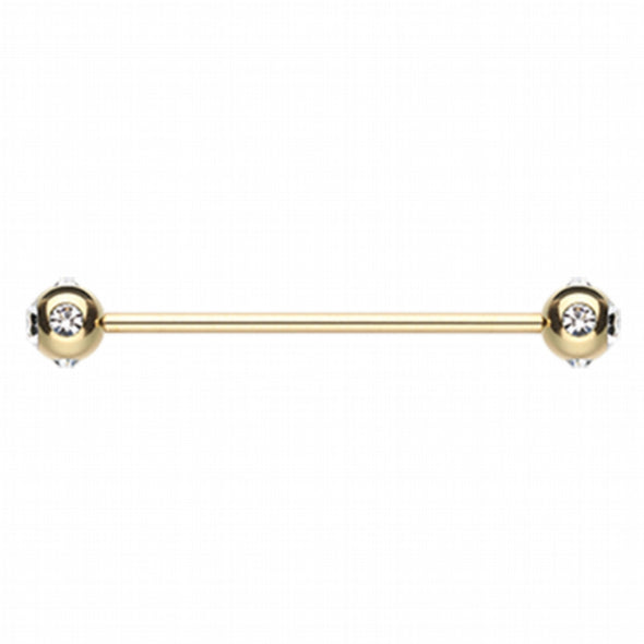 Gold Plated Aurora Gem Ball Industrial Barbell-WildKlass Jewelry