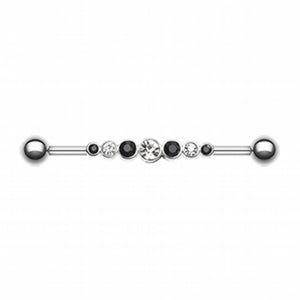 Dazzling Gem Row Industrial Barbell-WildKlass Jewelry