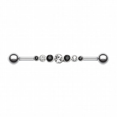 Dazzling Gem Row Industrial Barbell-WildKlass Jewelry