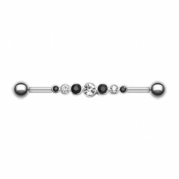 Dazzling Gem Row Industrial Barbell-WildKlass Jewelry