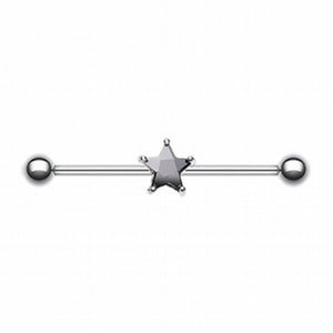 Gem Star Industrial Barbell-WildKlass Jewelry