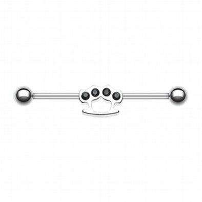 Brass Knuckles Industrial Barbell-WildKlass Jewelry