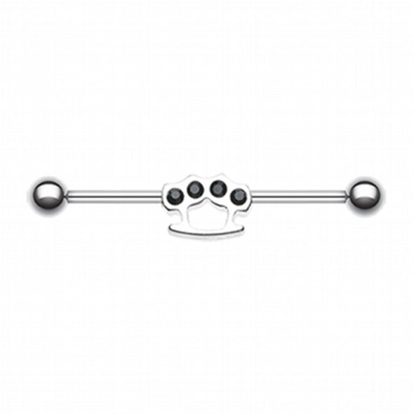 Brass Knuckles Industrial Barbell-WildKlass Jewelry