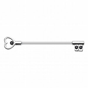 Heart's Key Industrial Barbell-WildKlass Jewelry