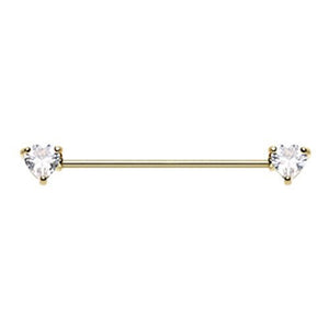 Golden Heart Sparkle WildKlass Industrial Barbell-WildKlass Jewelry