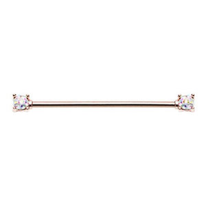 Rose Gold Sprinkle-Dot Double Prong WildKlass Industrial Barbell-WildKlass Jewelry