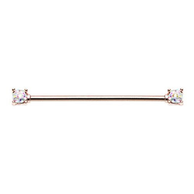 Rose Gold Sprinkle-Dot Double Prong WildKlass Industrial Barbell-WildKlass Jewelry