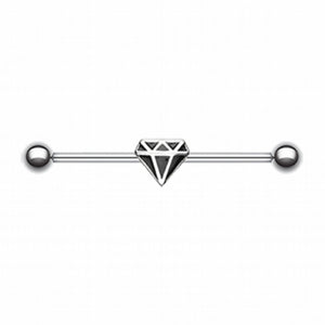 Black Diamond Industrial Barbell-WildKlass Jewelry