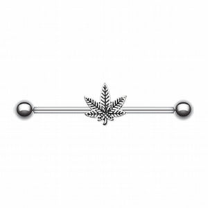 Pot Leaf Industrial Barbell-WildKlass Jewelry