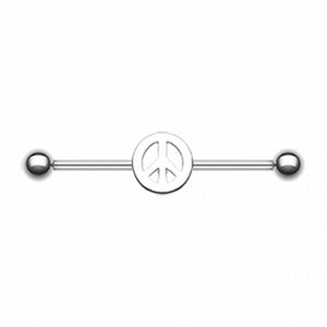 Peace Sign Industrial Barbell-WildKlass Jewelry