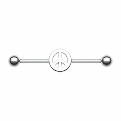 Peace Sign Industrial Barbell-WildKlass Jewelry