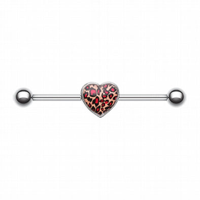 Leopard Heart Industrial Barbell-WildKlass Jewelry