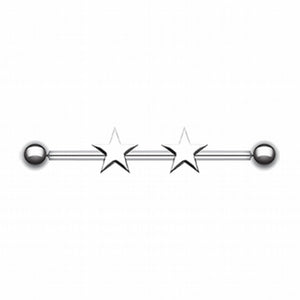 Double Star Industrial Barbell-WildKlass Jewelry
