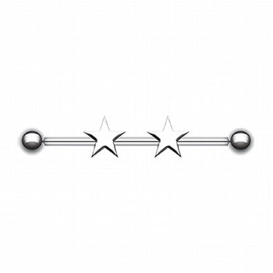 Double Star Industrial Barbell-WildKlass Jewelry