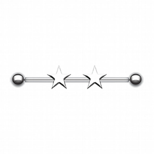 Double Star Industrial Barbell-WildKlass Jewelry