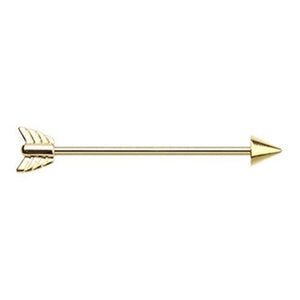 Golden Katniss Arrow WildKlass Industrial Barbell-WildKlass Jewelry