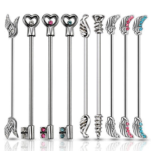 316L Surgical Steel Industrial WildKlass Barbell 90pc Pack (10 Pcs x 9 Styles)-WildKlass Jewelry