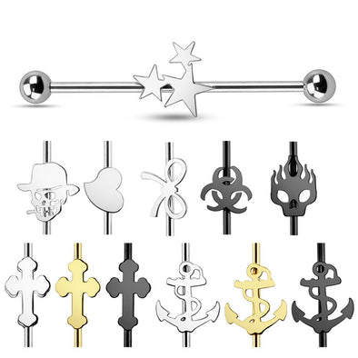 316L Surgical Steel Industrial WildKlass Barbell 120pc Pack (10 Pcs x 12 Styles)-WildKlass Jewelry