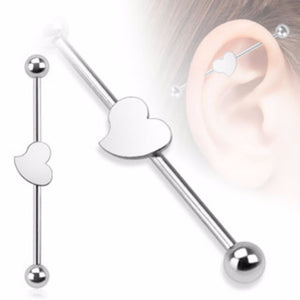 Heart 316L Surgical Steel Industrial WildKlass Barbell (Sold by Piece)-WildKlass Jewelry