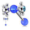 WildKlass Barbell w/ Acrylic Ball & Clear Gem Set Multi Steel Ball-WildKlass Jewelry