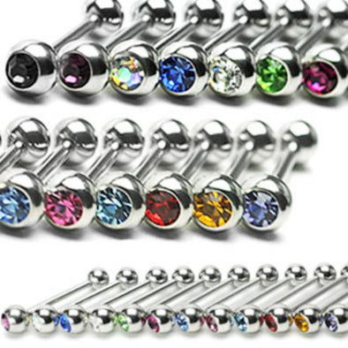 Press Fit Gem Set WildKlass Ball 316L Surgical Steel WildKlass Barbell (Sold by Piece)-WildKlass Jewelry