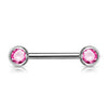 Double Front Facing Gem 316L Surgical Steel WildKlass Barbell-WildKlass Jewelry