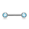 Double Front Facing Gem 316L Surgical Steel WildKlass Barbell-WildKlass Jewelry