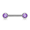 Double Front Facing Gem 316L Surgical Steel WildKlass Barbell-WildKlass Jewelry