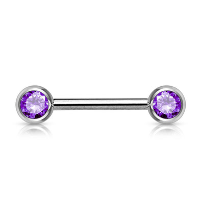 Double Front Facing Gem 316L Surgical Steel WildKlass Barbell-WildKlass Jewelry