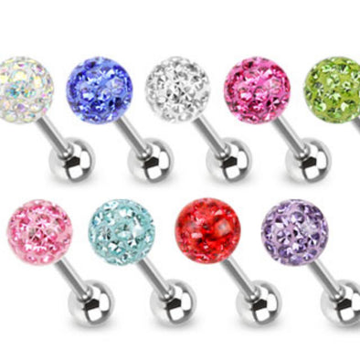 316L Surgical Steel WildKlass BarbellClear Epoxy Over Multi Crystal Ferido WildKlass Ball Top 54pc Pack (6pcs x 9 colors)-WildKlass Jewelry