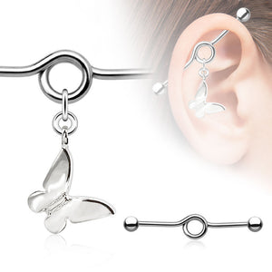 Butterfly Charm Dangle Industrial WildKlass Barbell (Sold by Piece)-WildKlass Jewelry
