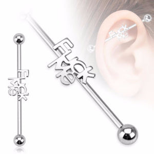"Fuck Me" Industrial WildKlass Barbell 316L Surgical Steel (Sold by Piece)-WildKlass Jewelry