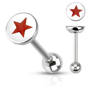 Red Rock Star 316L Surgical Steel WildKlass Barbell (Sold by Piece)-WildKlass Jewelry