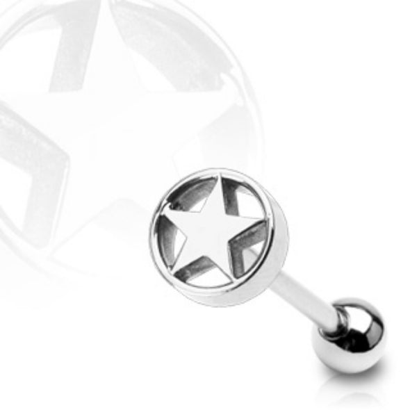 Star in Cylinder WildKlass Barbell 316L Surgical Steel WildKlass Barbell (Sold by Piece)-WildKlass Jewelry