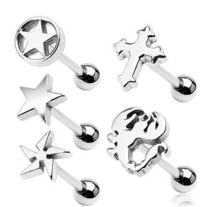 14GA 5/8 316L Surgical Steel WildKlass Top Barbell Mix 100pc Pack (20pcs x 5 styles)-WildKlass Jewelry