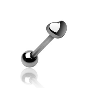 5mm Stainless Steel Heart Top 316L Surgical Steel WildKlass Barbell (Sold by Piece)-WildKlass Jewelry
