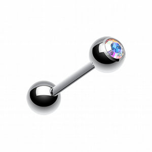 Basic Gem Ball Steel Barbell Tongue Ring-WildKlass Jewelry