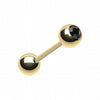 Gold Plated Basic Gem Ball Barbell Tongue Ring-WildKlass Jewelry