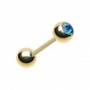 Gold Plated Basic Gem Ball Barbell Tongue Ring-WildKlass Jewelry