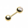 Gold Plated Basic Gem Ball Barbell Tongue Ring-WildKlass Jewelry