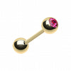 Gold Plated Basic Gem Ball Barbell Tongue Ring-WildKlass Jewelry