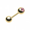 Gold Plated Basic Gem Ball Barbell Tongue Ring-WildKlass Jewelry