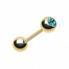 Gold Plated Basic Gem Ball Barbell Tongue Ring-WildKlass Jewelry