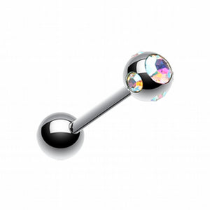 Aurora Gem Ball Steel Barbell Tongue Ring-WildKlass Jewelry