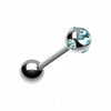 Aurora Gem Ball Steel Barbell Tongue Ring-WildKlass Jewelry