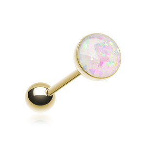Golden Opal Sparkle WildKlass Barbell Tongue Ring-WildKlass Jewelry