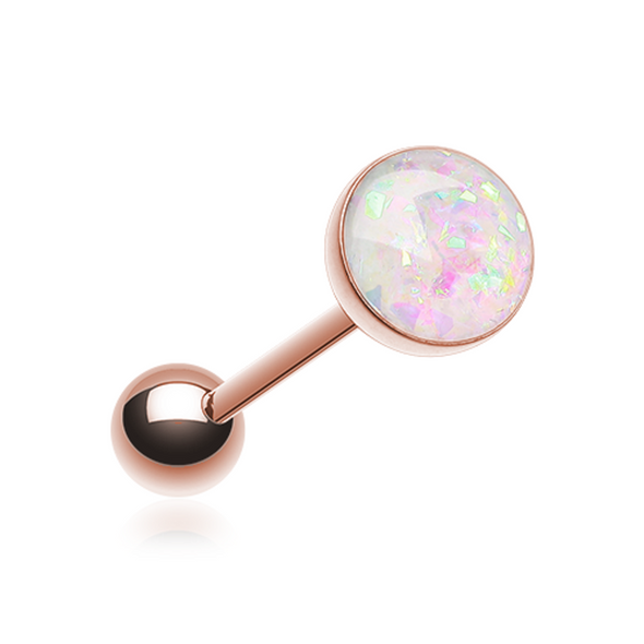Rose Gold Opal Sparkle WildKlass Barbell Tongue Ring-WildKlass Jewelry
