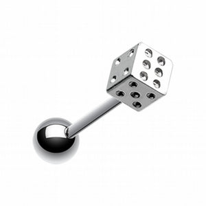 Dice Top Steel Barbell Tongue Ring-WildKlass Jewelry